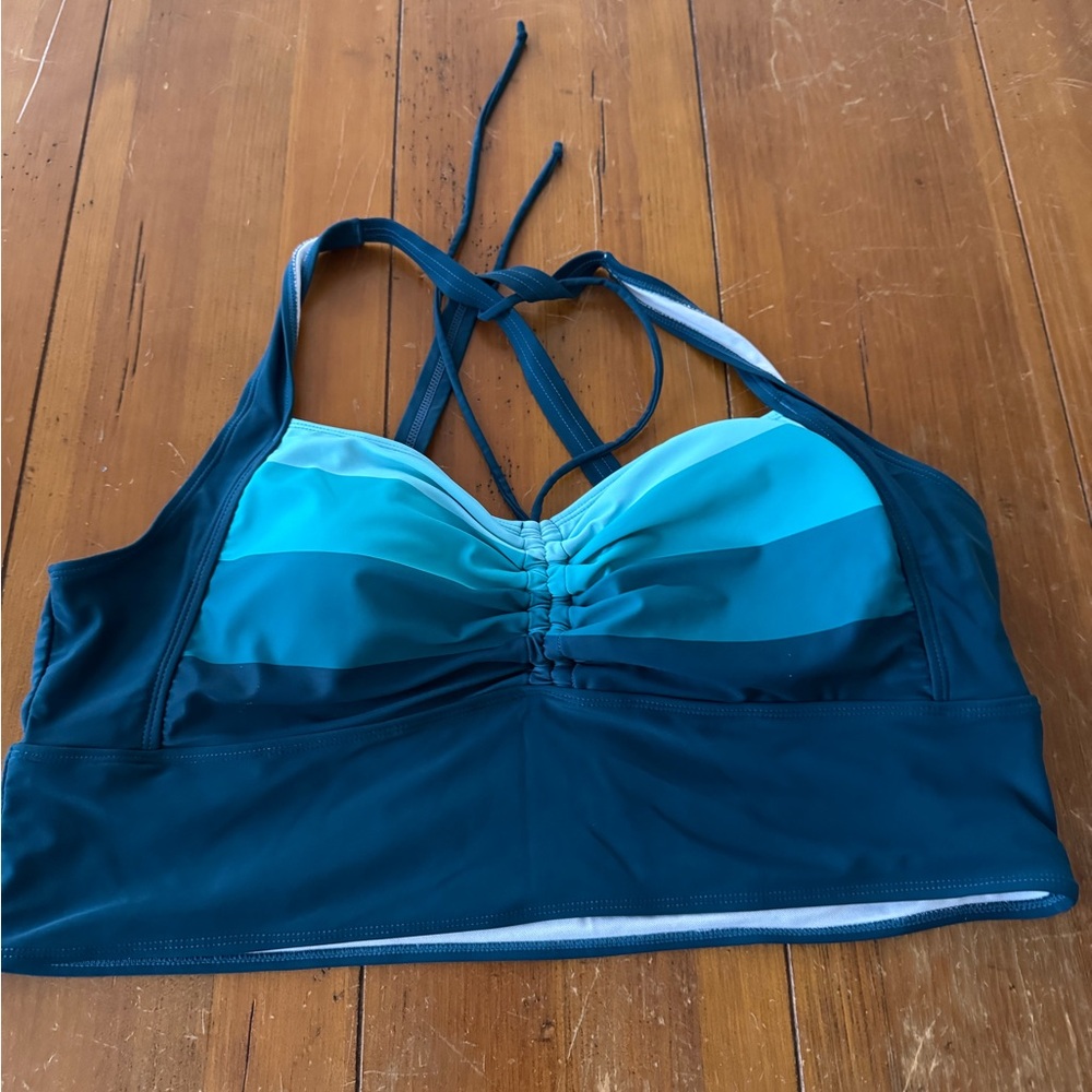 BloomChic Teal and White Bikini Top